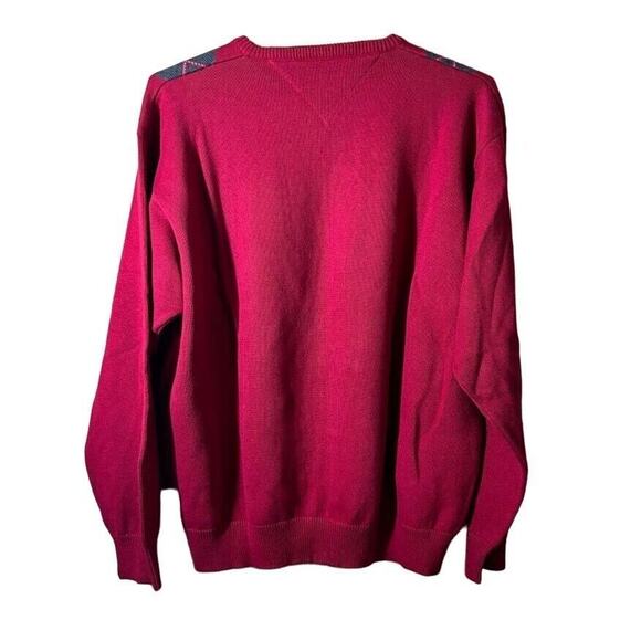 Tommy Hilfiger Golf Red Argyle Sweater XL 100% Cotton Mens Knitwear - Picture 2 of 3